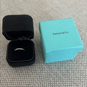 Tiffany & Co. Platinum Eternity Diamond Wedding Band and classic blue ring box